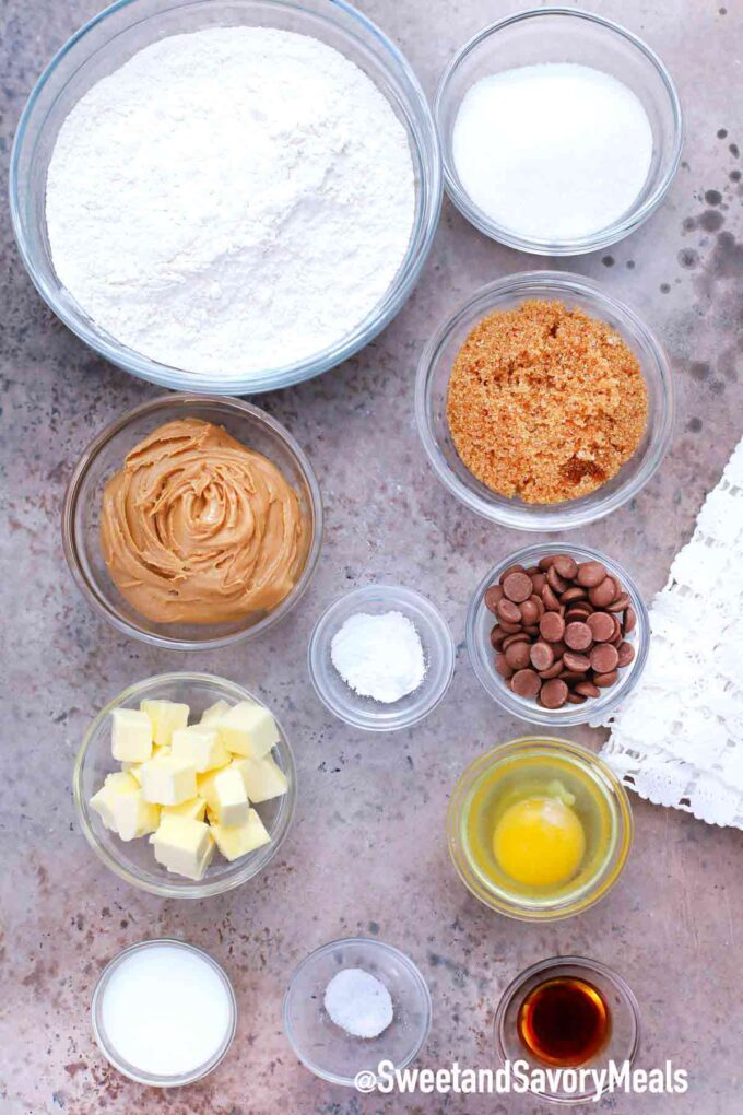 Peanut butter cookies ingredients on a table