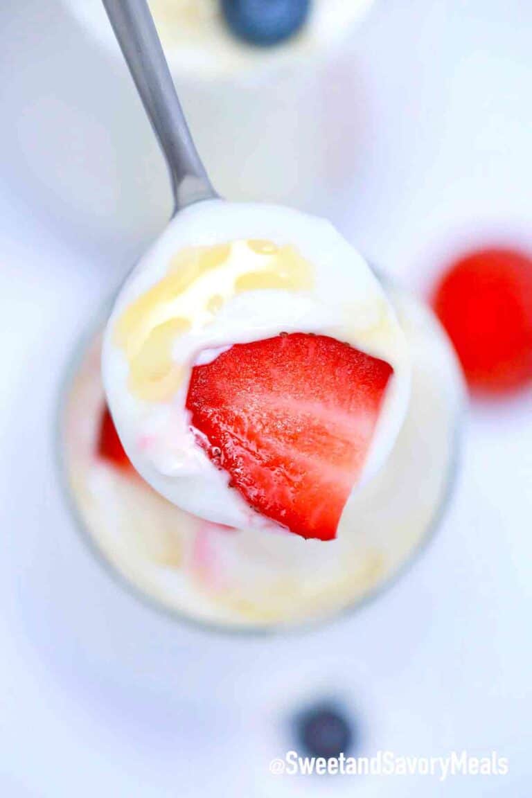 homemade crockpot yogurt with strawberries