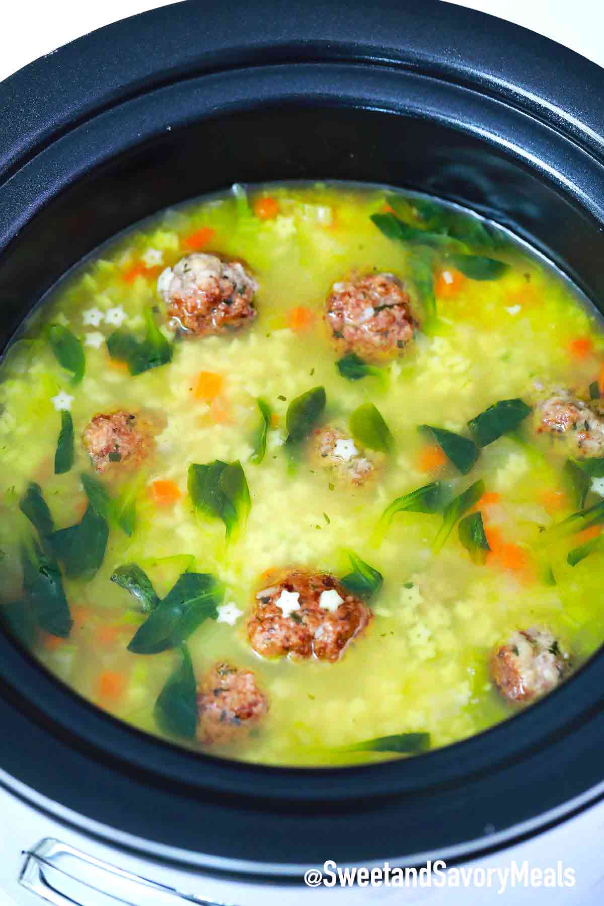 Slow Cooker Italian Wedding Soup - Sweet and Savory Meals
