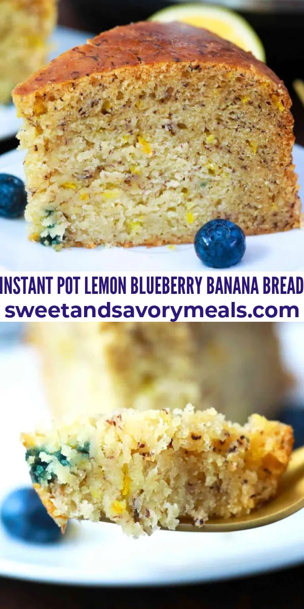 easy instant pot lemon blueberry banana bread pin