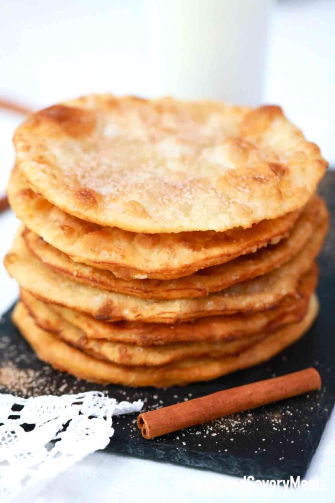 Mexican Bunuelos with cinnamon sugar