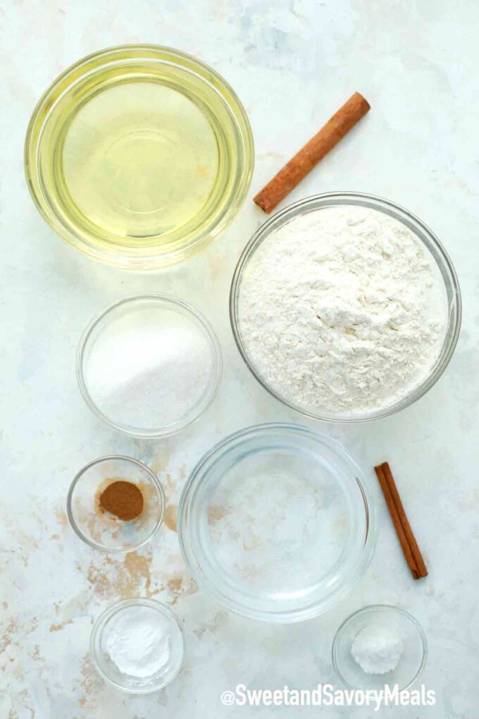 Mexican Bunuelos ingredients on a table