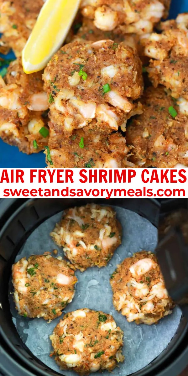 easy air fryer shrimp cakes pin