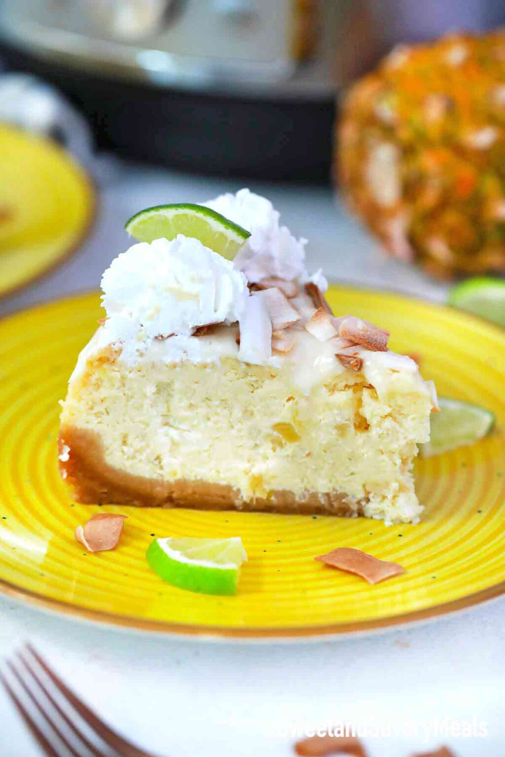 Instant Pot Pina Colada Cheesecake - Sweet and Savory Meals