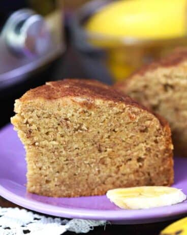 instant pot banana bread slice on a plate