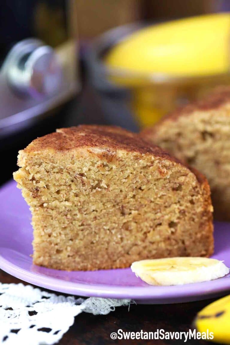 instant pot banana bread slice on a plate