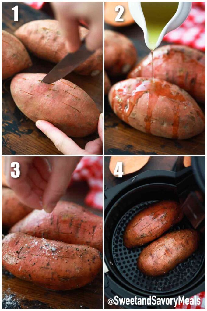 steps how to make air fryer sweet potatoes