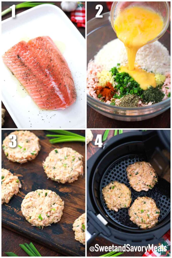 steps how to make air fryer salmon cakes