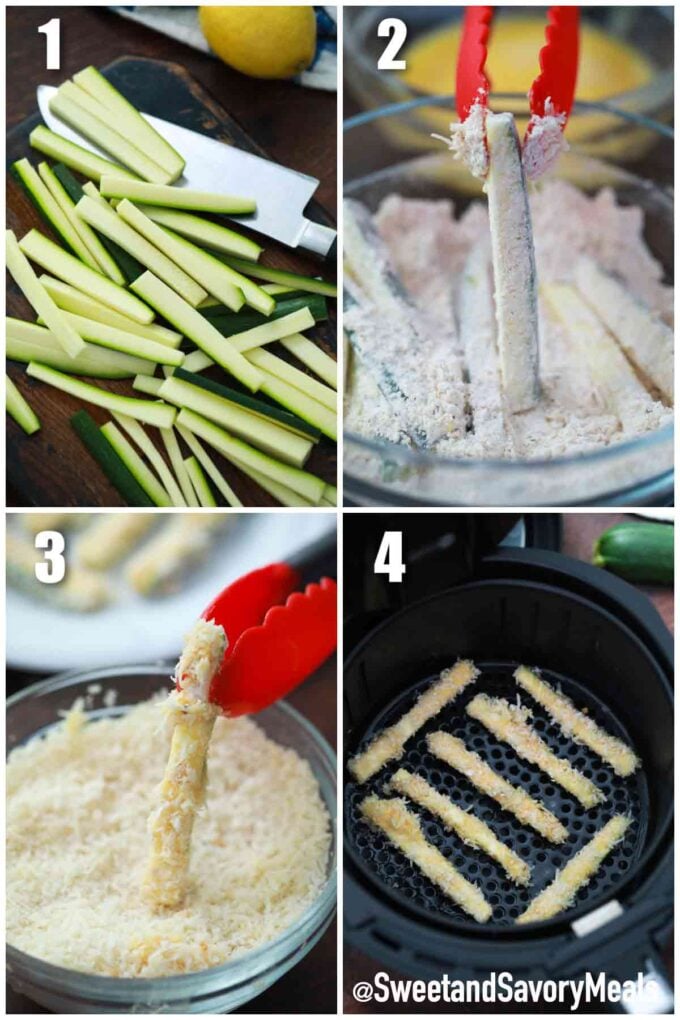 steps how to make air fryer zucchini fries