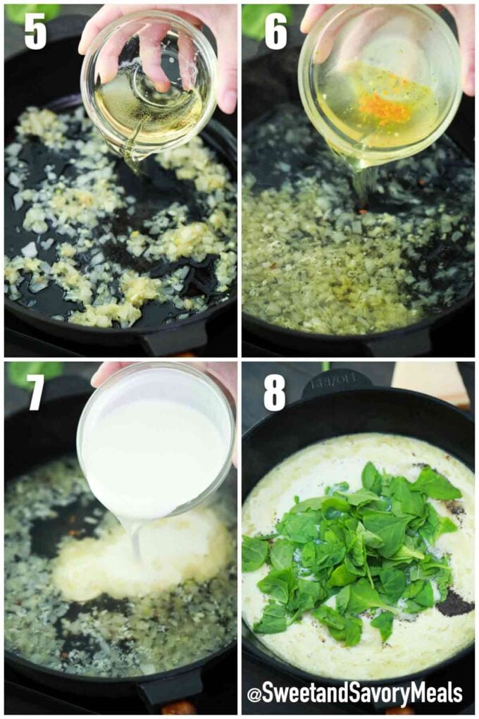 steps how to make creamy parmesan sauce with spinach
