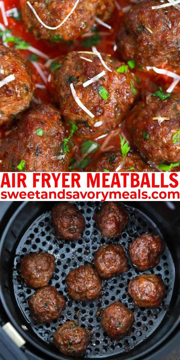 easy air fryer meatballs pin image