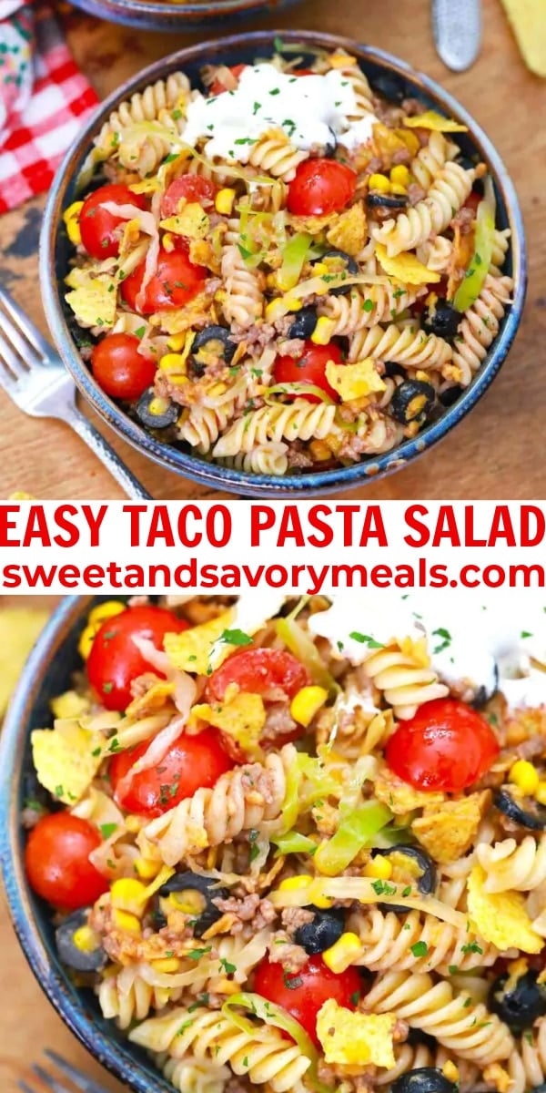 easy taco pasta salad pin