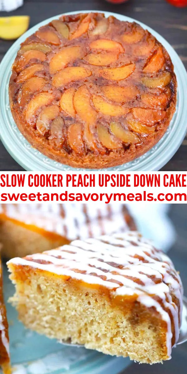 easy slow cooker peach upside down cake pin