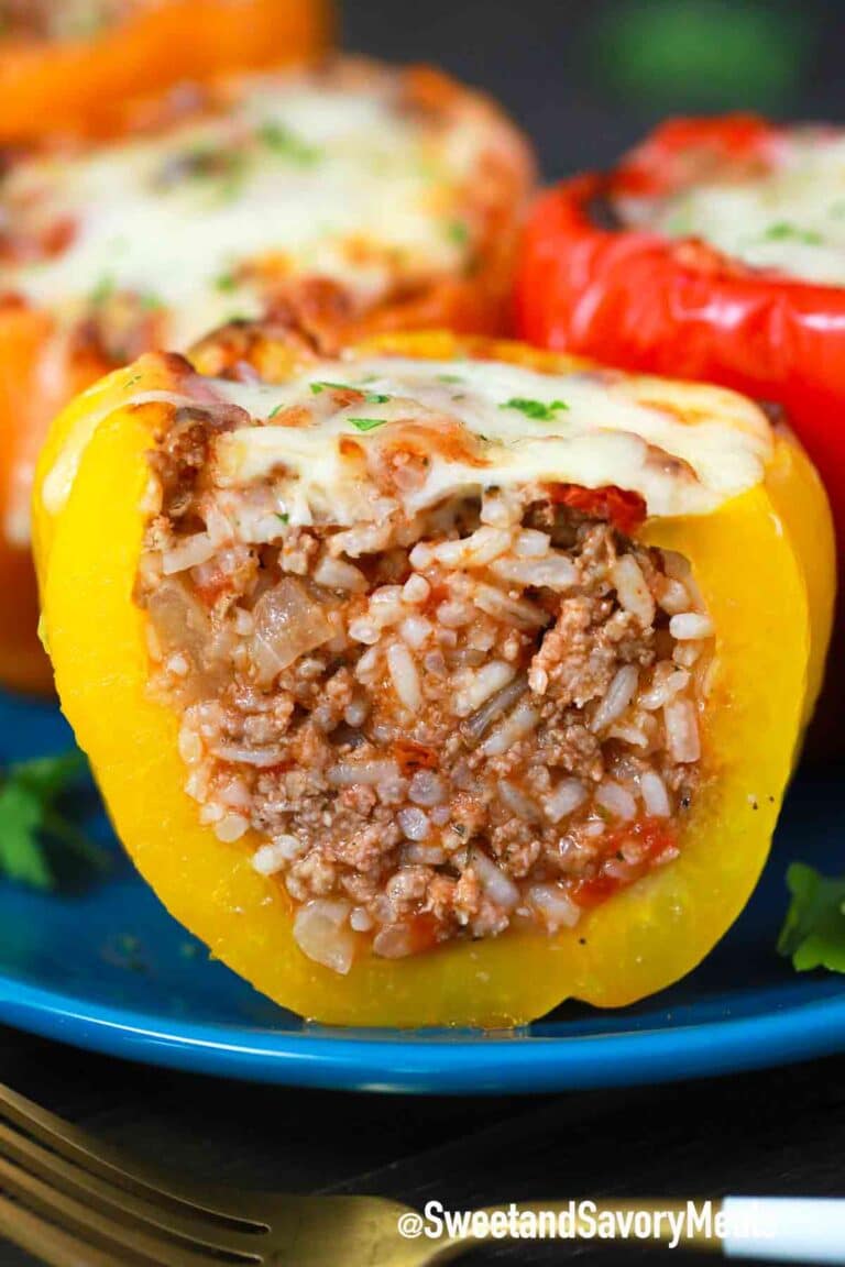 stuffed pepper cut in half