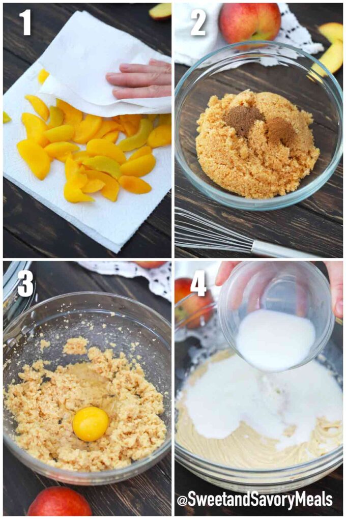 steps how to make the batter for crockpot peach upside down cake