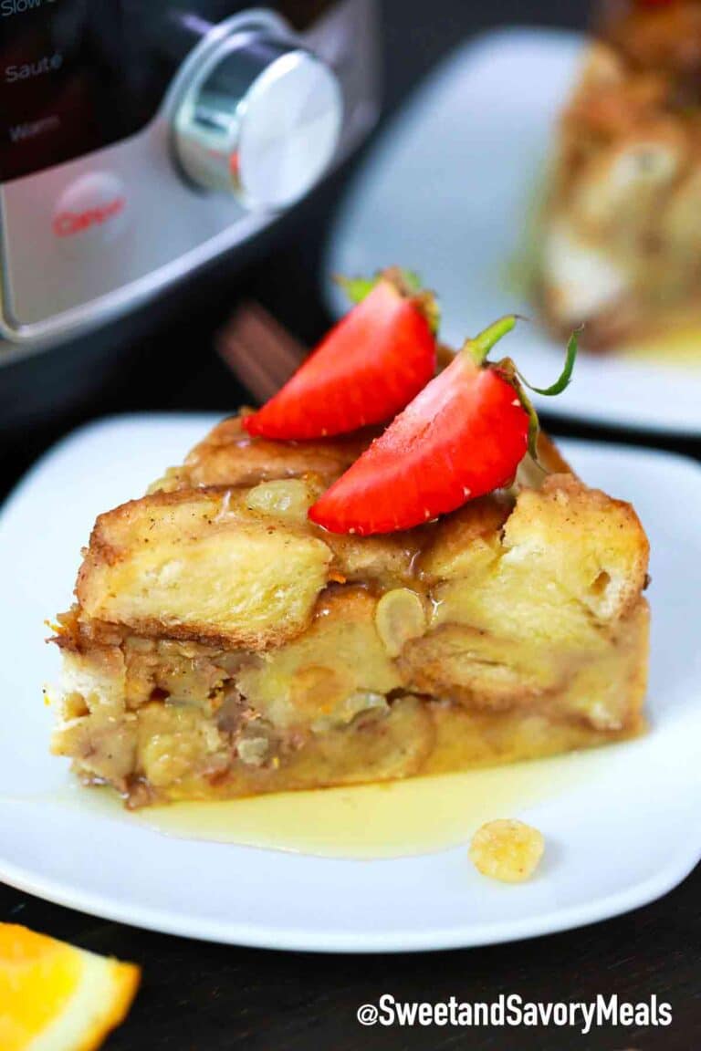 instant pot bread pudding slice