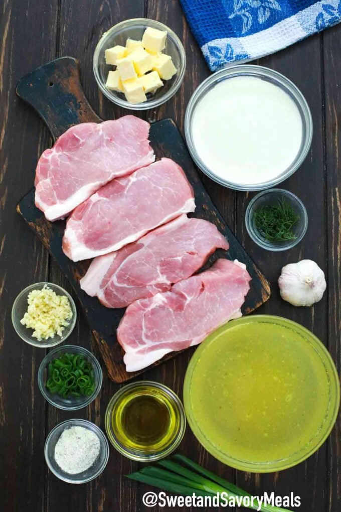 ranch pork chops ingredients on a table