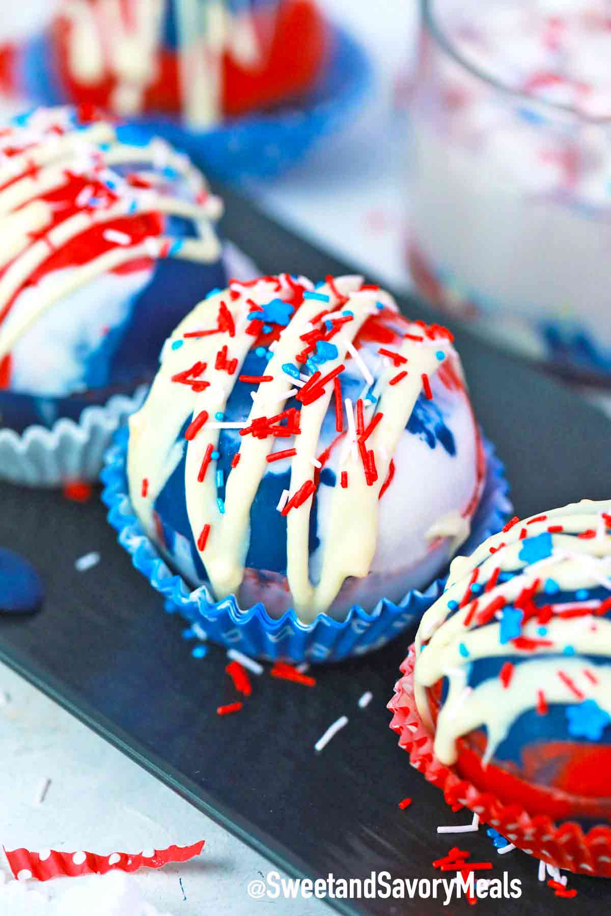 patriotic hot cocoa bombs