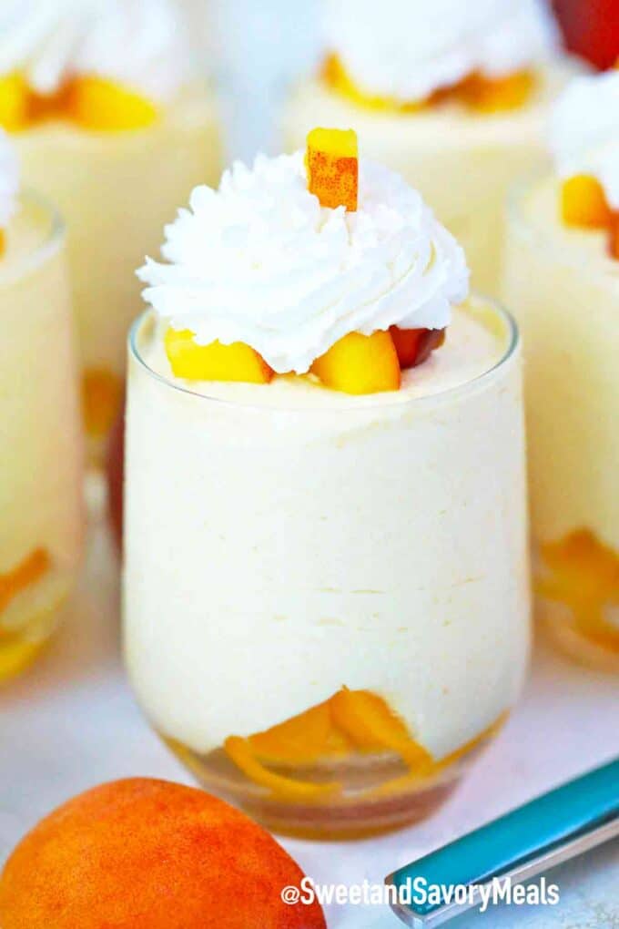 peach mousse in a serving glass