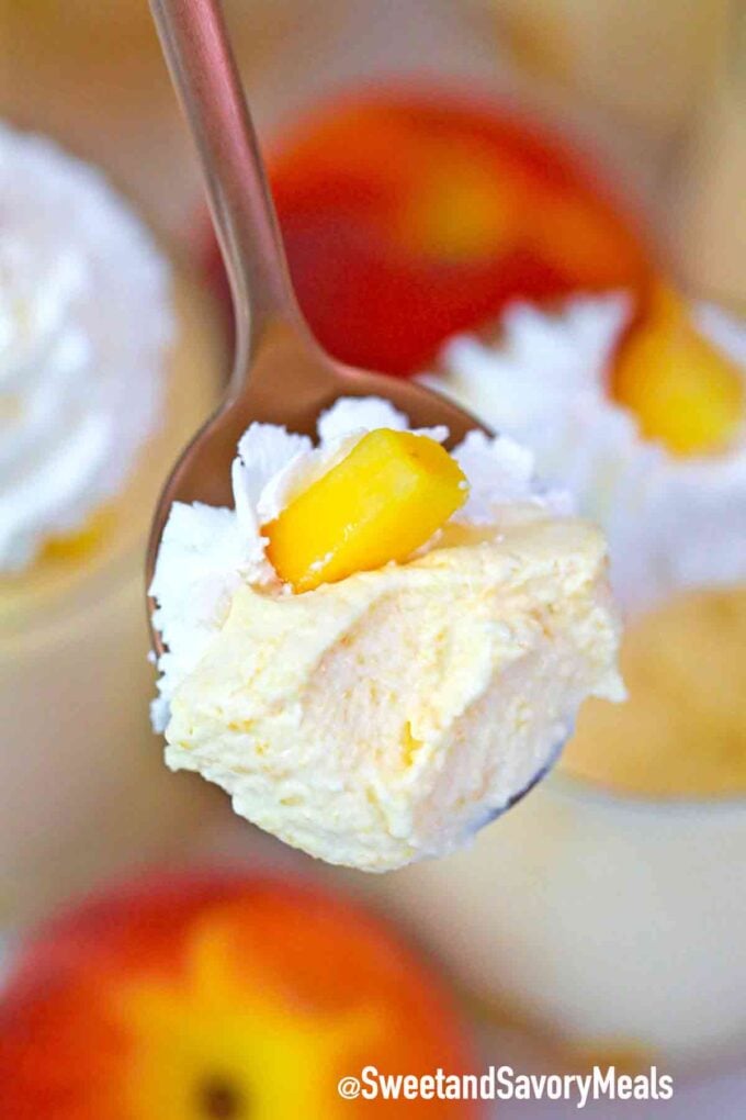 a spoonful of peach mousse