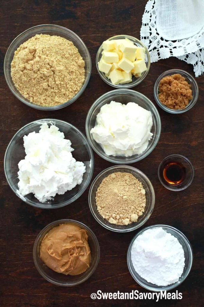 peanut butter pie ingredients on a table