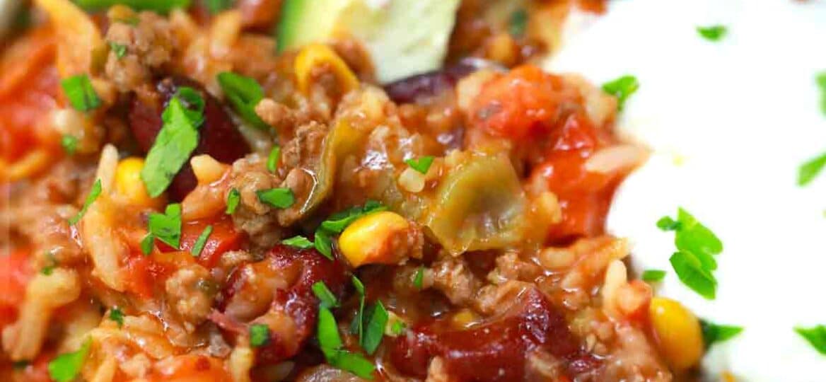 pressure cooker Mexican Casserole with toppings