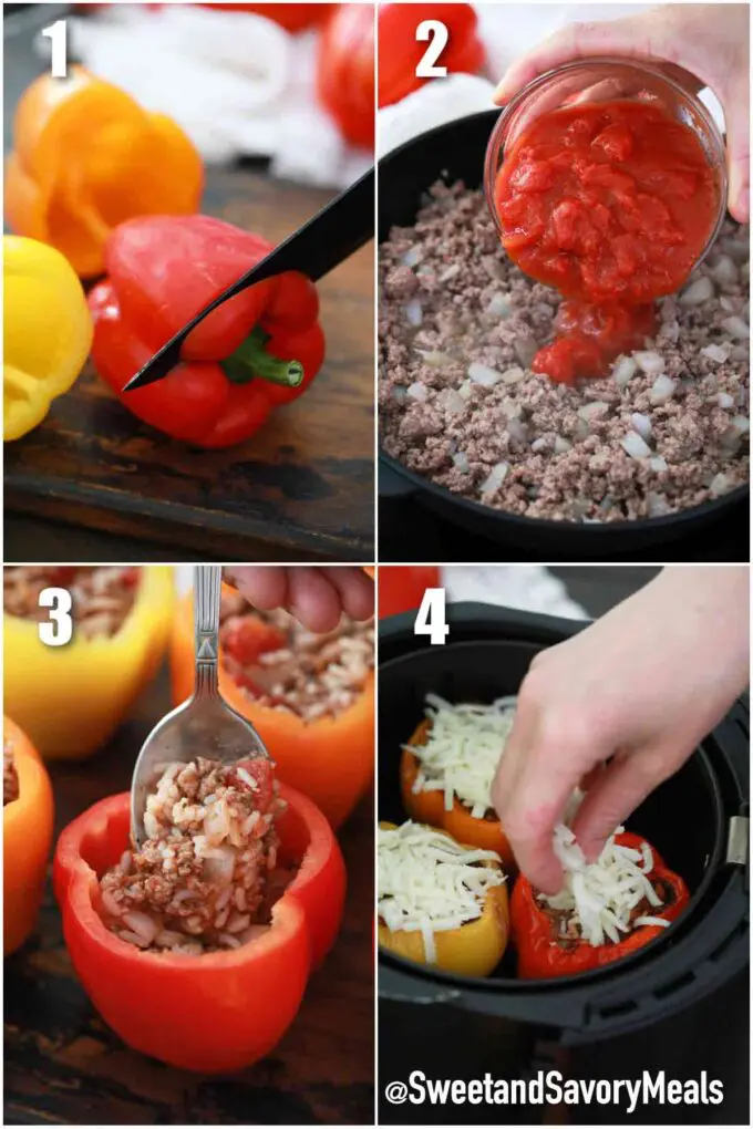 steps how to make air fried stuffed peppers