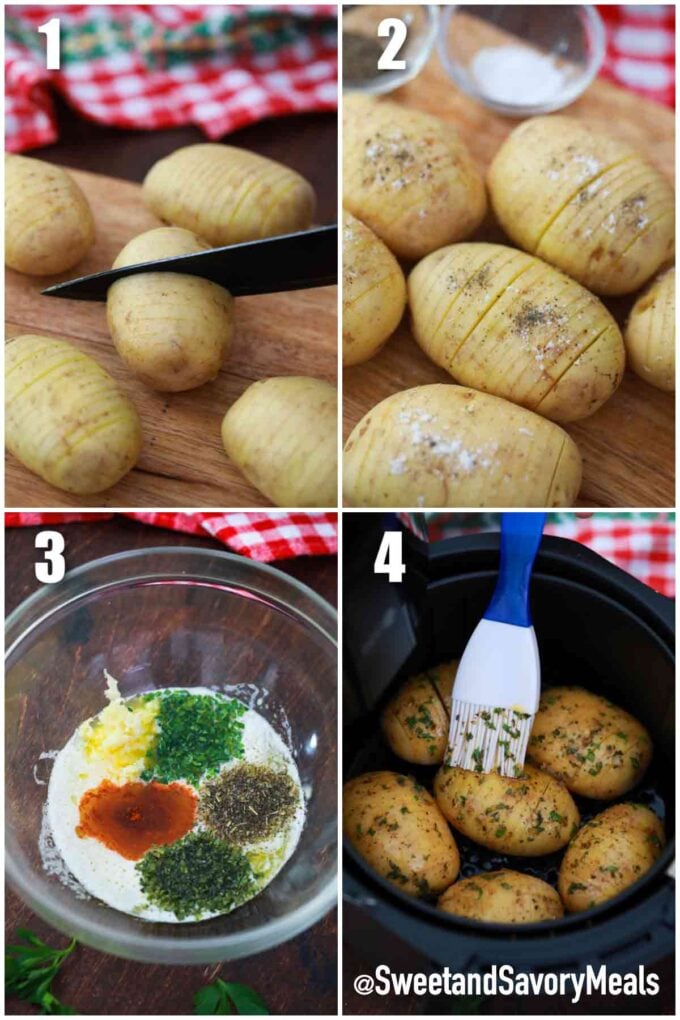 steps how to make air fryer hasselback potatoes