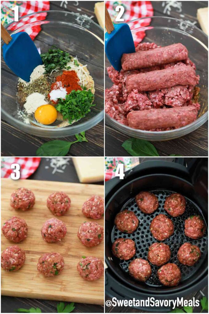 steps how to make air fryer meatballs