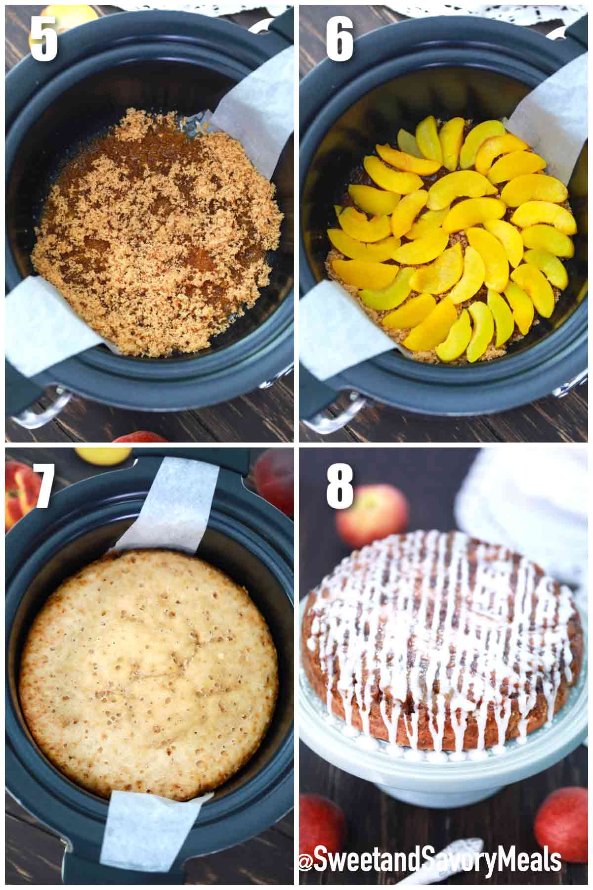 Slow Cooker Peach Upside Down Cake Sweet and Savory Meals