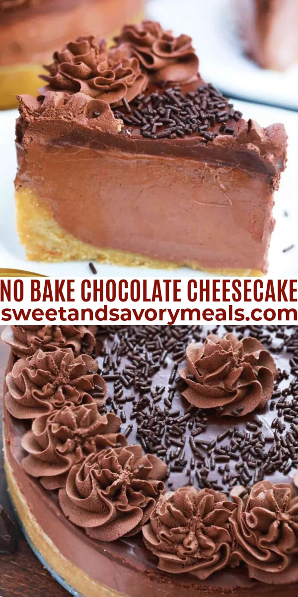 easy no bake chocolate cheesecake pin