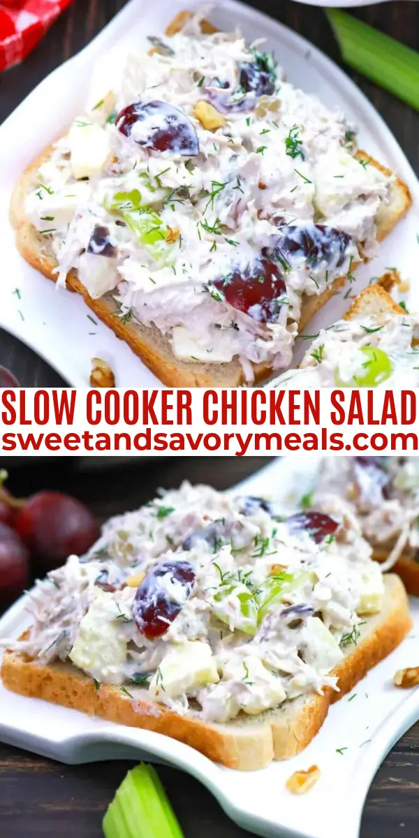 easy slow cooker chicken salad pin