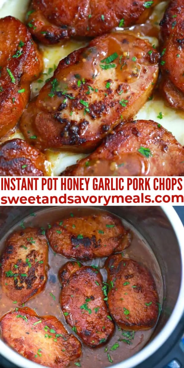easy instant pot honey garlic pork chops pin