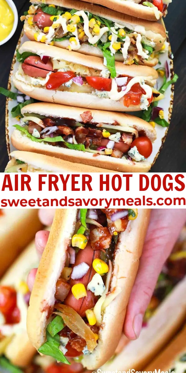 easy air fryer hot dogs pin