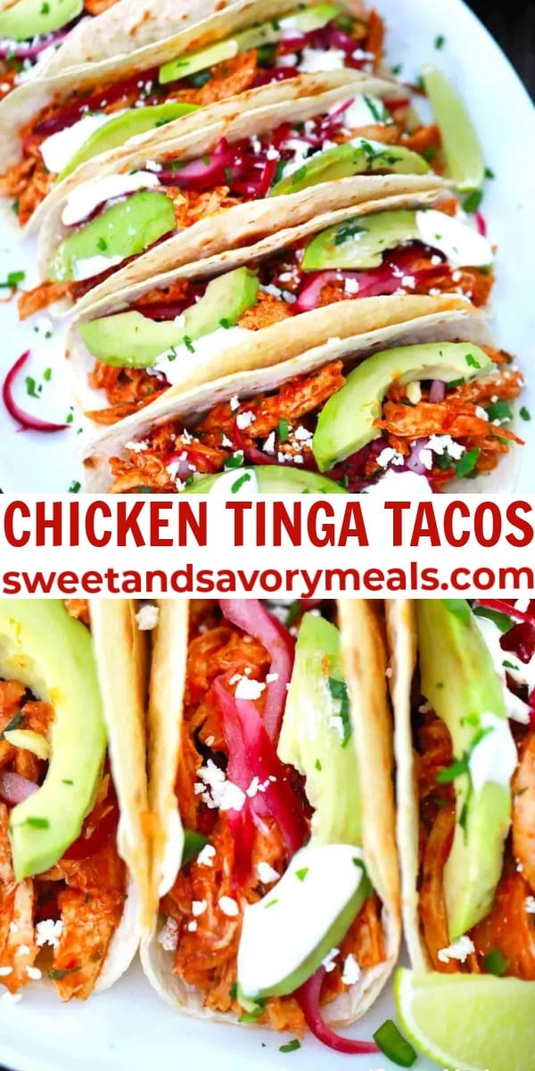 easy chicken tinga tacos pin