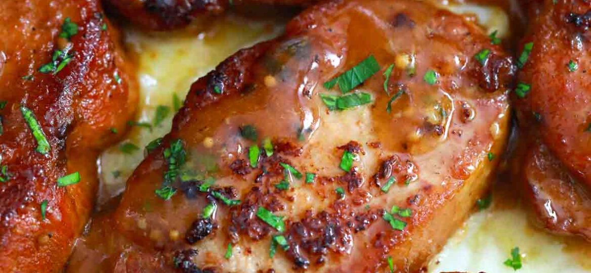 honey garlic pork chops with mashed potatoes