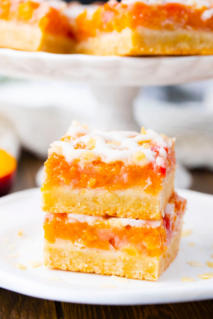 Two peach crumb bars.