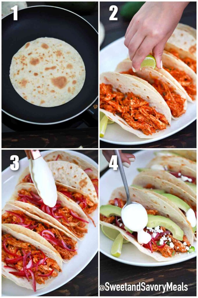 steps how to make Chicken Tinga tacos