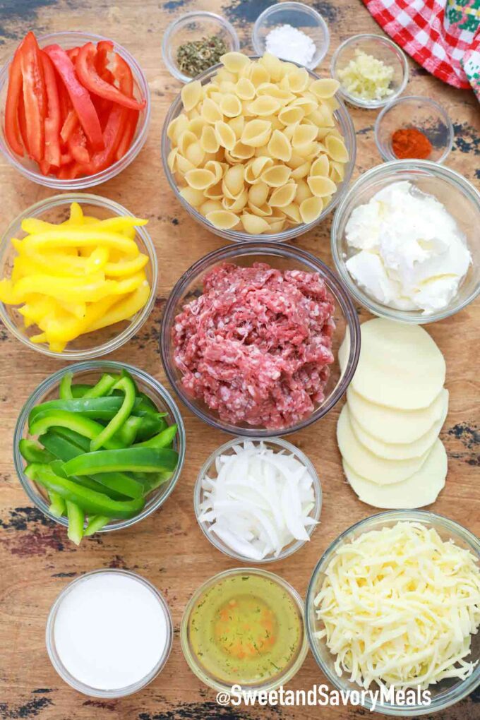 Philly cheesesteak casserole ingredients