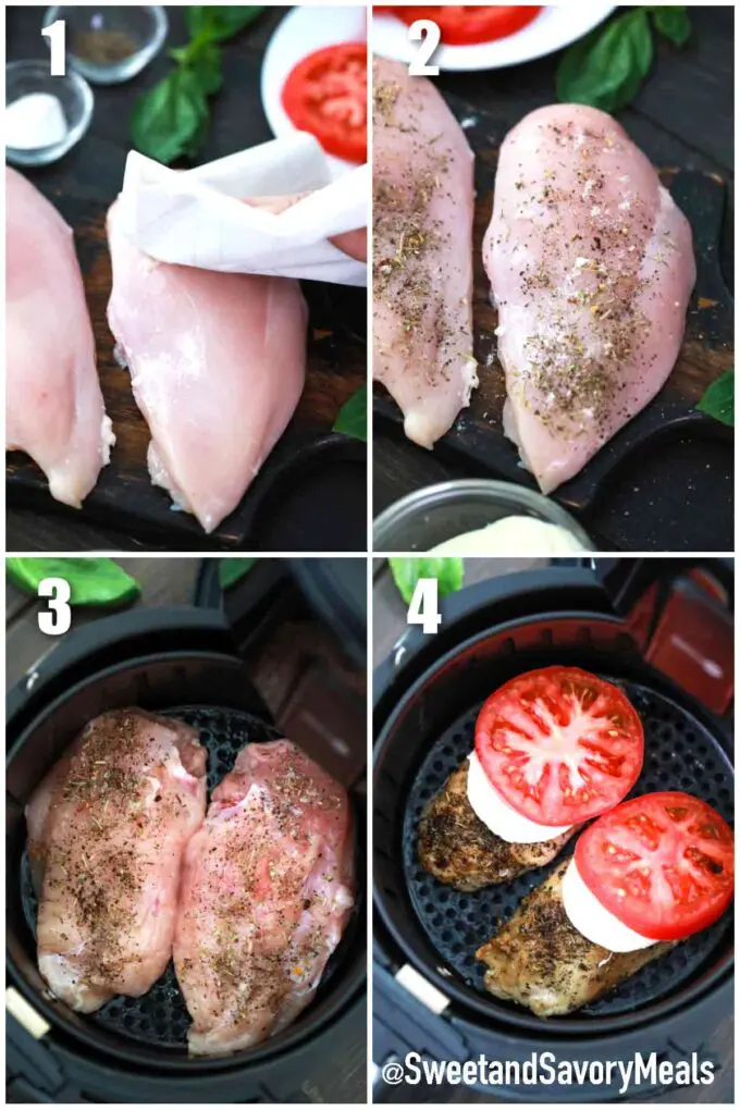 steps how to make air fried caprese chicken