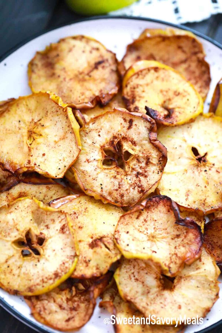 apple chips on a serving plate