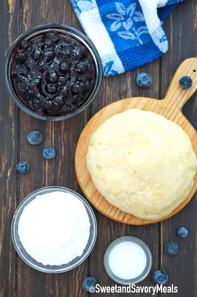 air fryer pop tarts ingredients on a table in individual bowls