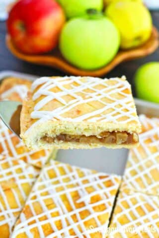 a slice of apple slab pie