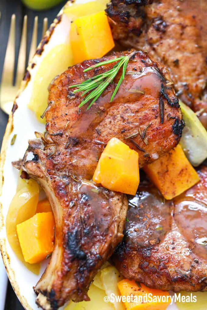 pork chops with apples and butternut squash