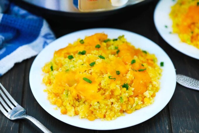 Homemade cheesy instant pot corn casserole.