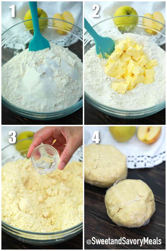 photo collage of steps how to make pie crust