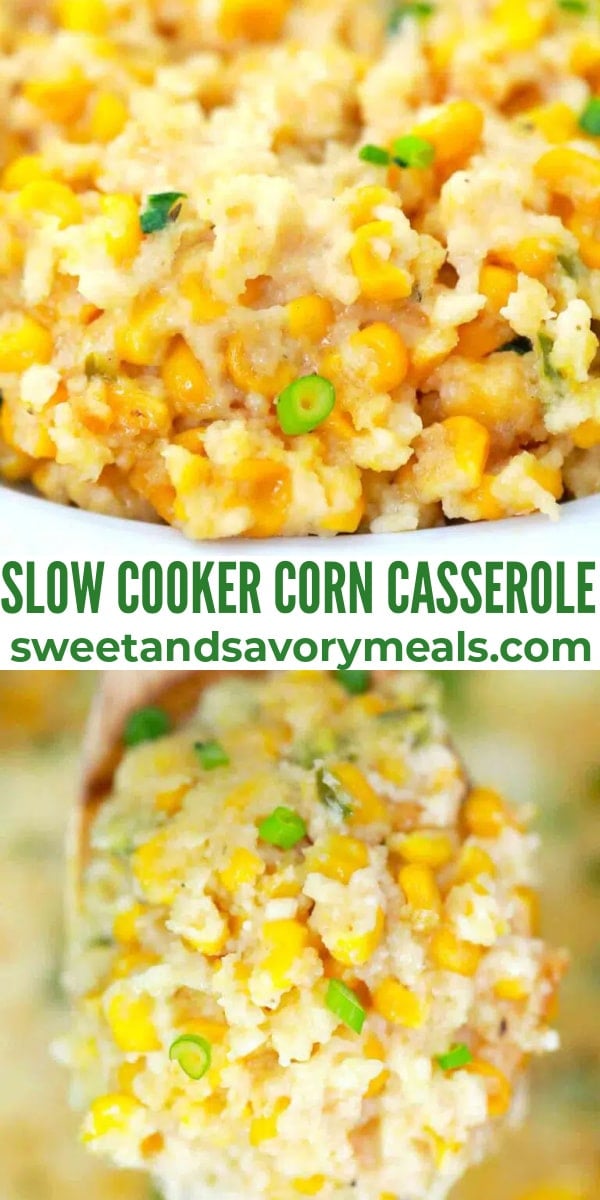 easy slow cooker corn casserole pin