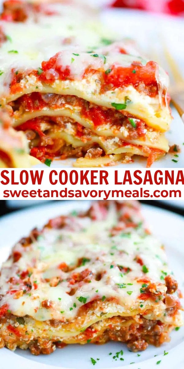 easy slow cooker lasagna pin
