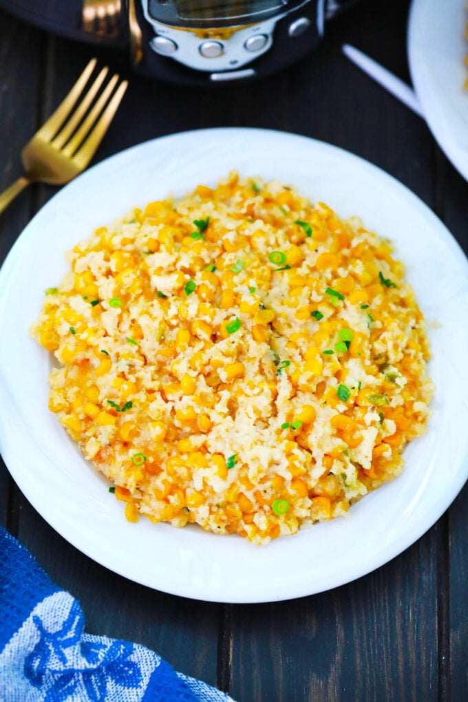 Creamy slow cooker corn casserole.
