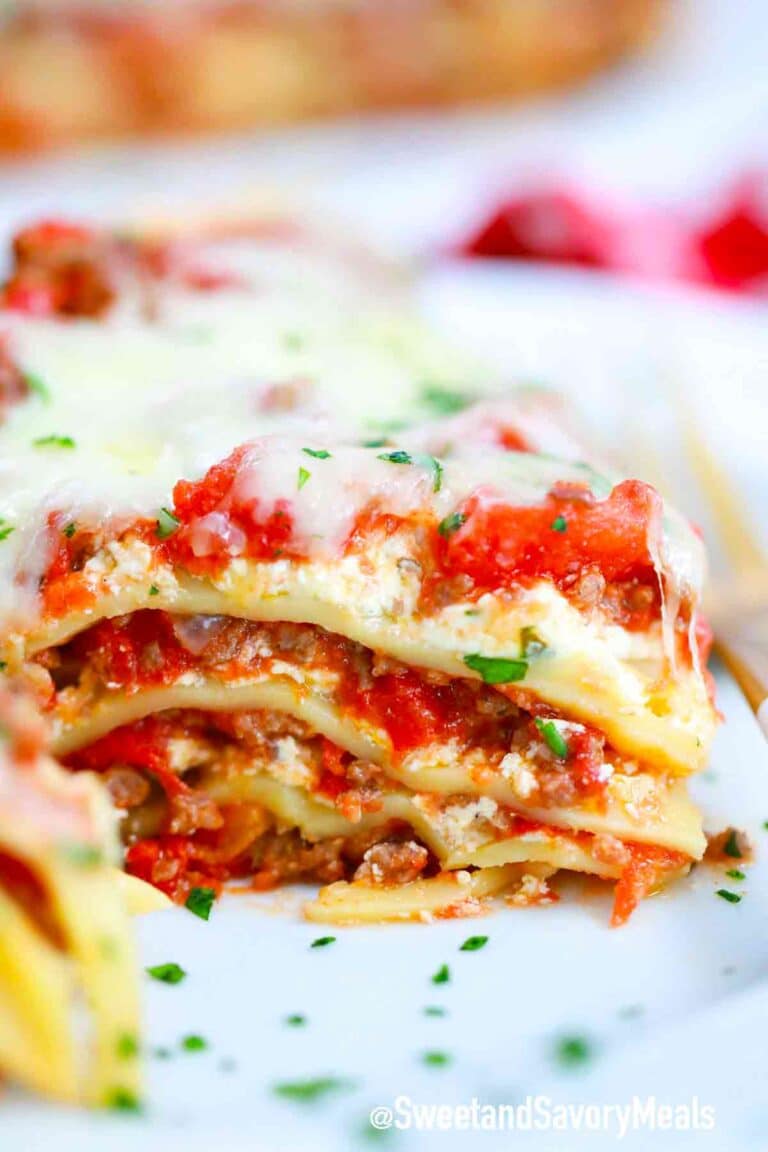 cheesy lasagna slice